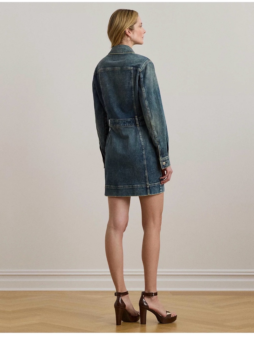 Lauren Ralph Lauren Women’s Blue Denim Trucker Dress Button Up XL - Picture 11 of 11